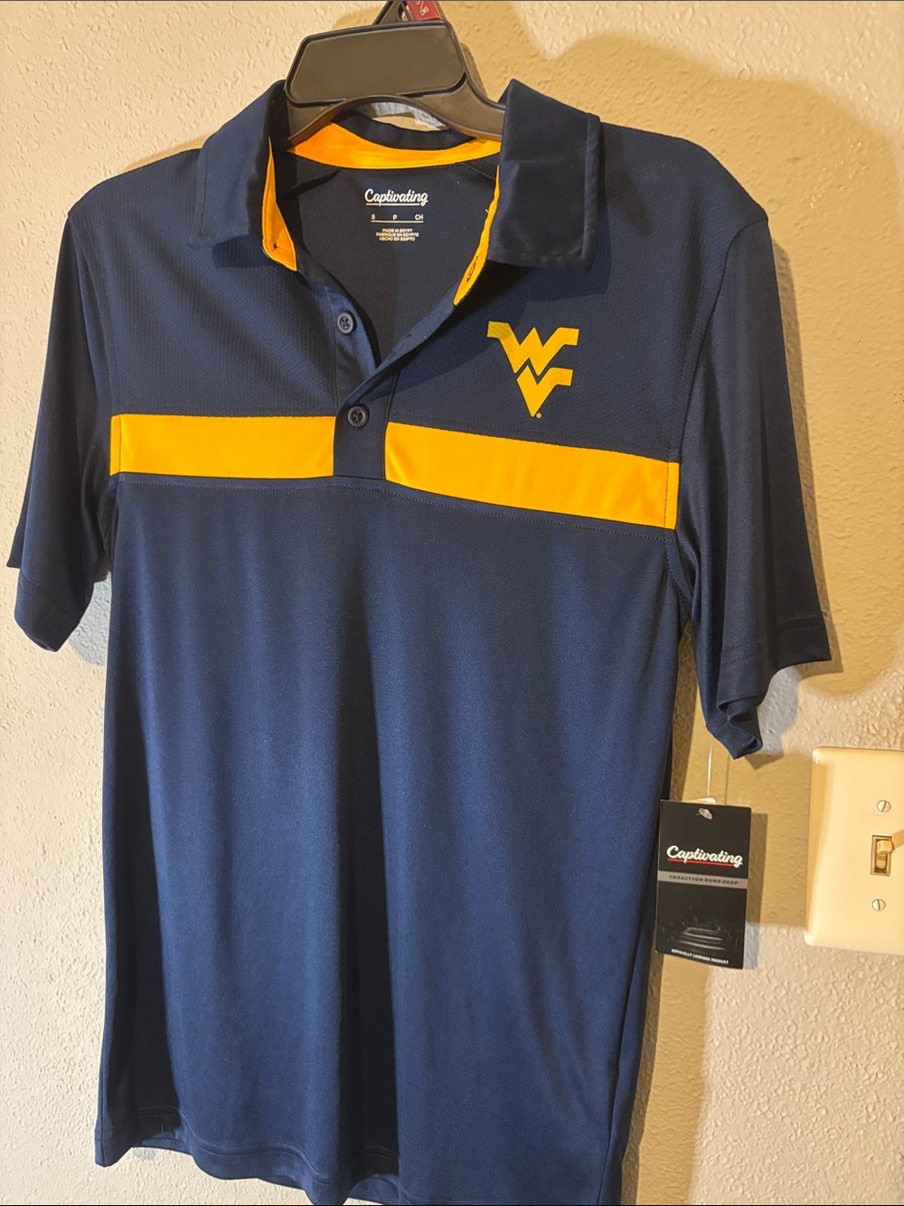 Navy & Gold Short-Sleeve Polo with Team Crest
